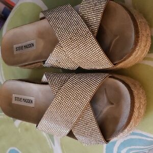 Steve Madden Bling cross strap espadrilles slides